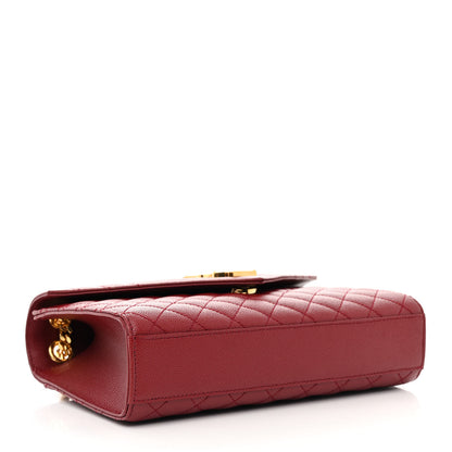 Saint Laurent Grain De Poudre Textured Mixed Matelasse Triquilt Medium Monogram Satchel Oxblood 4 of 13