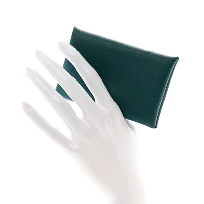 Hermes Chevre Mysore Calvi Card Case Vert Bosphore 2 of 8