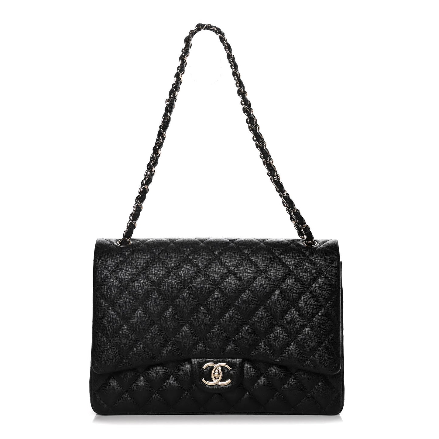 Caviar Quilted Maxi Double Flap Black
