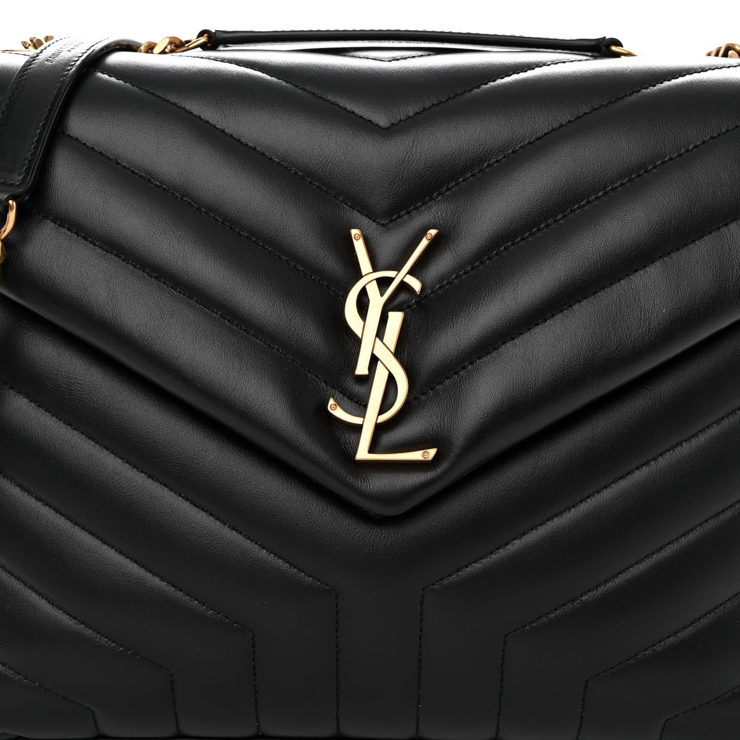 Calfskin Y Quilted Monogram Medium Loulou Chain Satchel Black