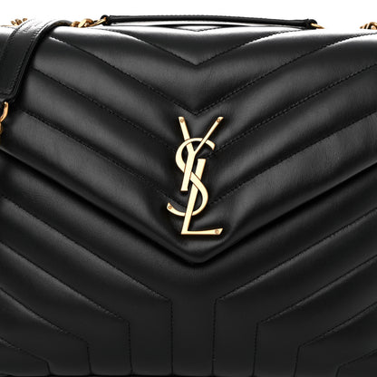 Saint Laurent Calfskin Y Quilted Monogram Medium Loulou Chain Satchel Black 7 of 9