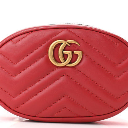 Gucci Calfskin Matelasse GG Marmont Belt Bag 85 34 Hibiscus Red 9 of 11