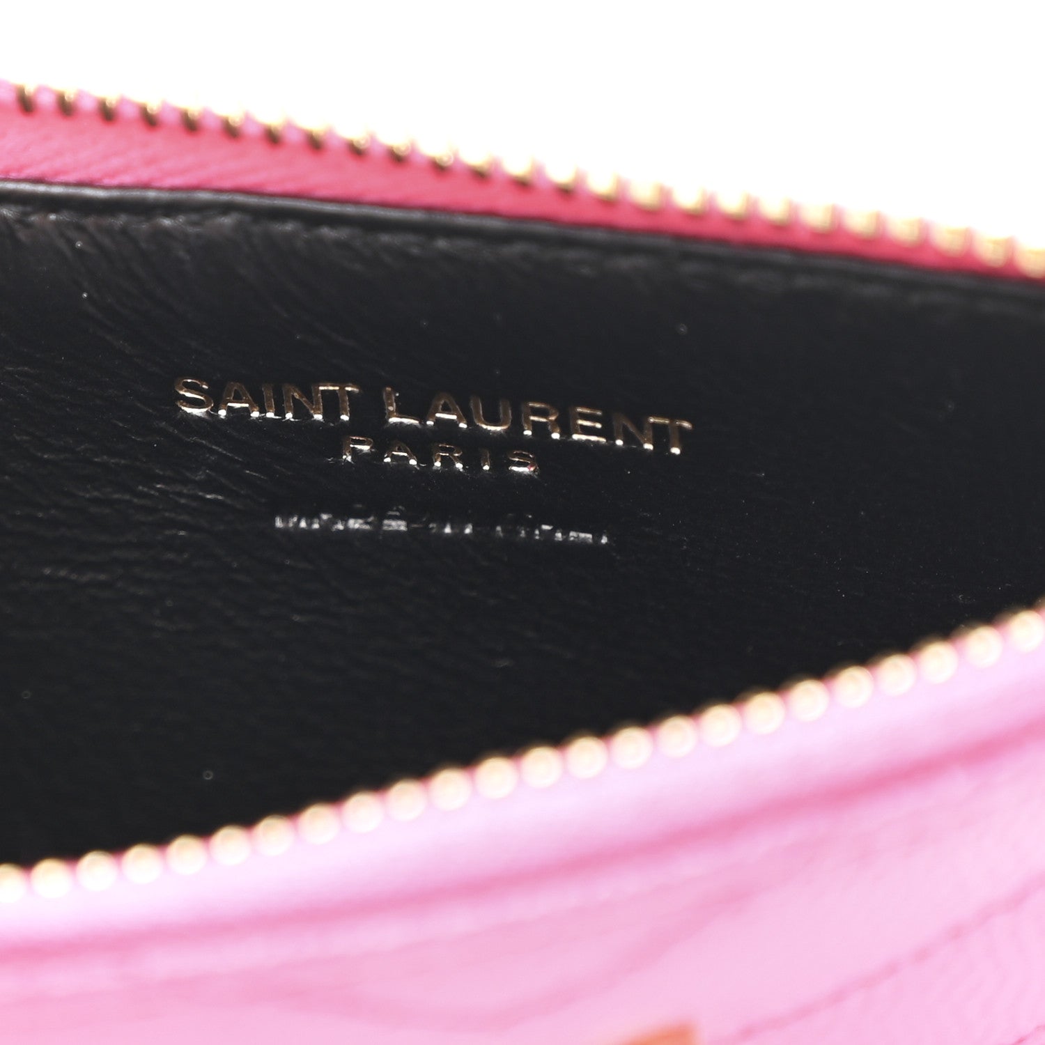 Saint Laurent Grain De Poudre Matelasse Chevron Monogram Fragments Zippered Card Case Fresh Fuxia 6 of 8