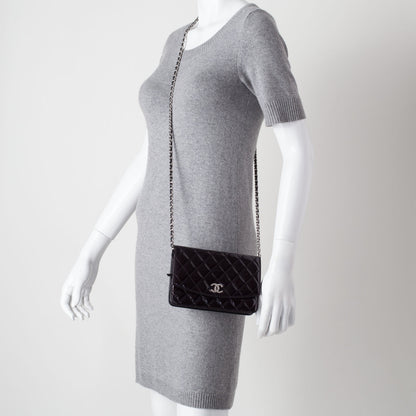 Chanel Patent Quilted Wallet On Chain Black 2 of 8