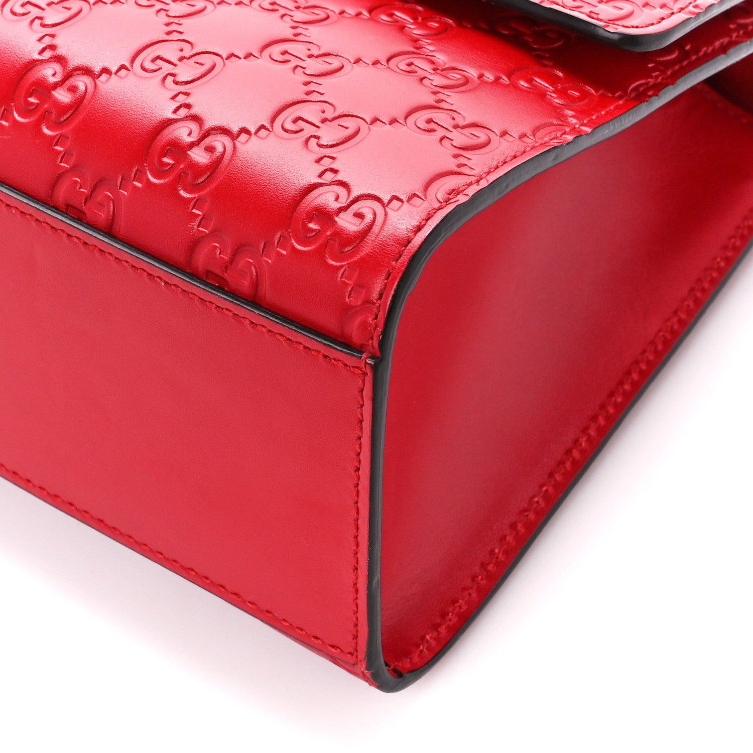 Gucci Guccissima Medium Padlock Shoulder Bag Hibiscus Red 13 of 14