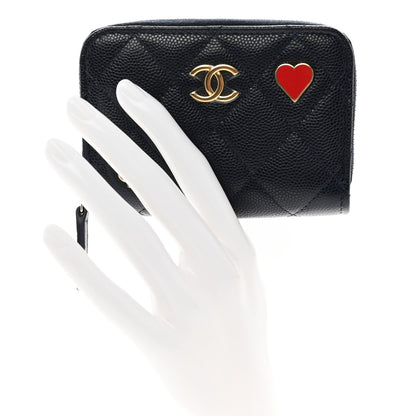 Chanel Caviar Enamel Coco Casino Quilted Zip Coin Purse Navy Blue 2 of 9