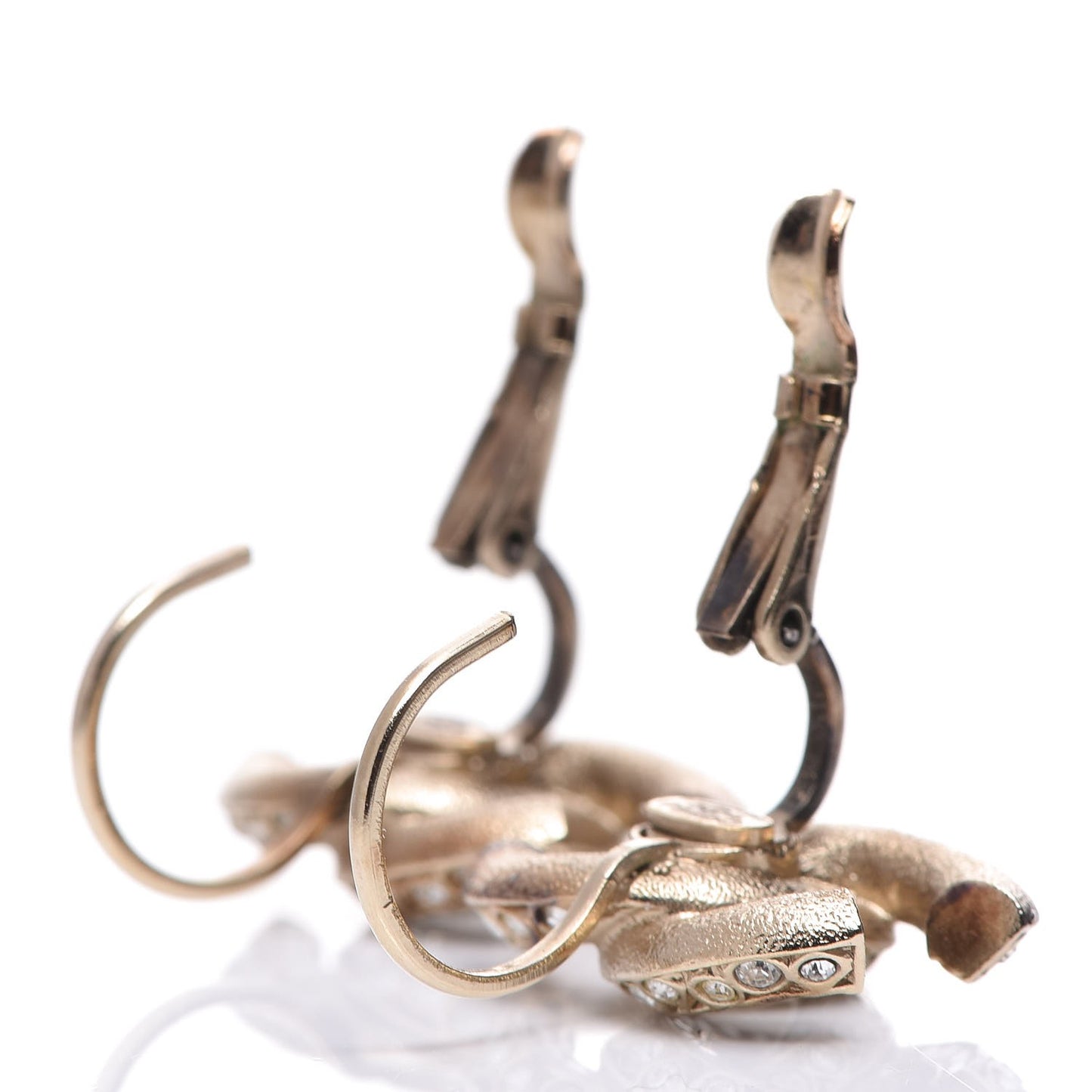 Crystal CC Dangle Earrings Gold