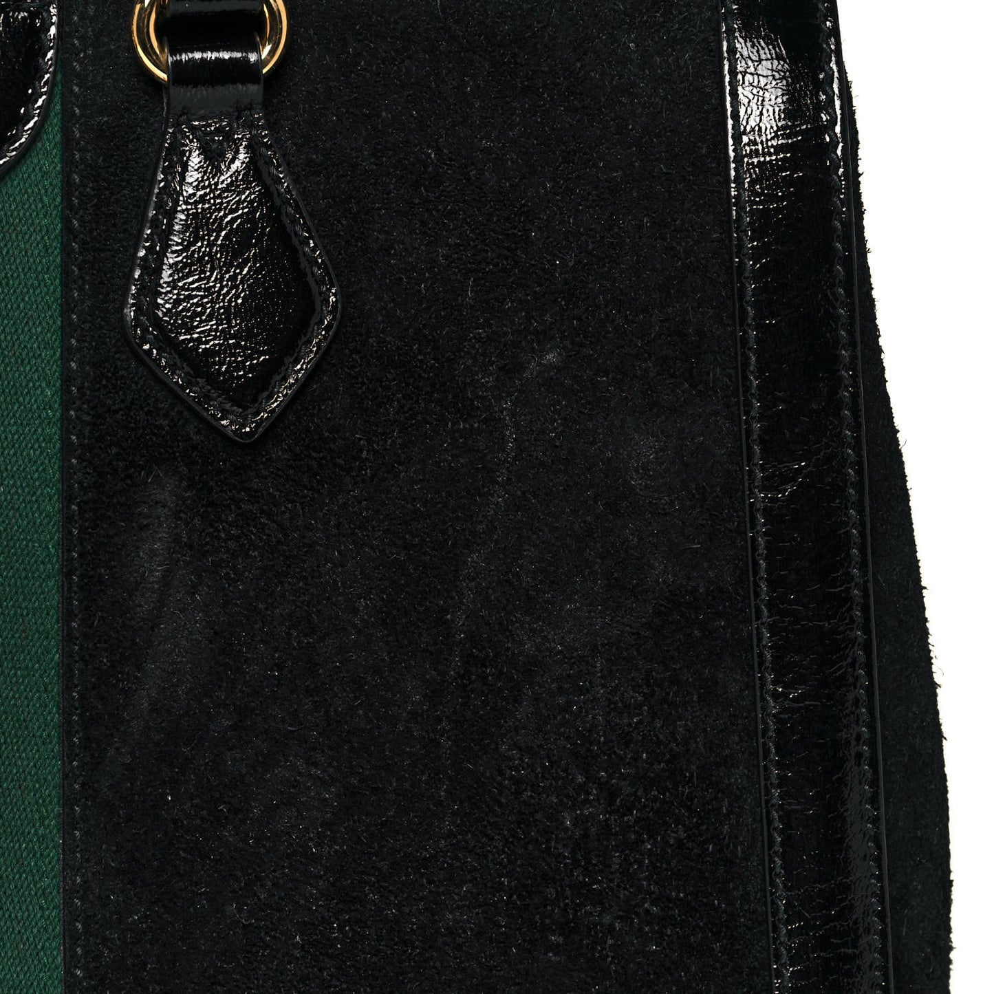 Suede Patent GG Web Medium Ophidia Tote Bag Black