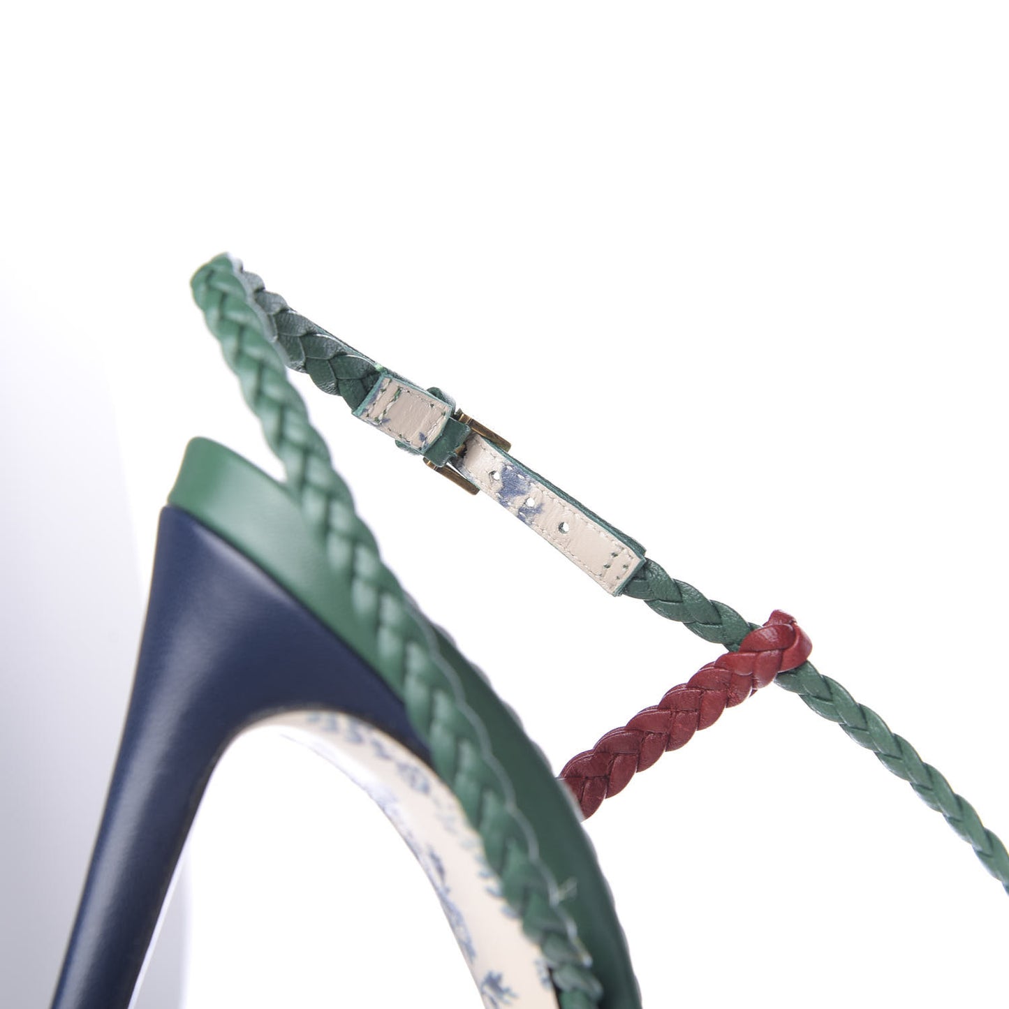 Malaga Kid Braided Haines High Heel Sandals 36.5 Emerald