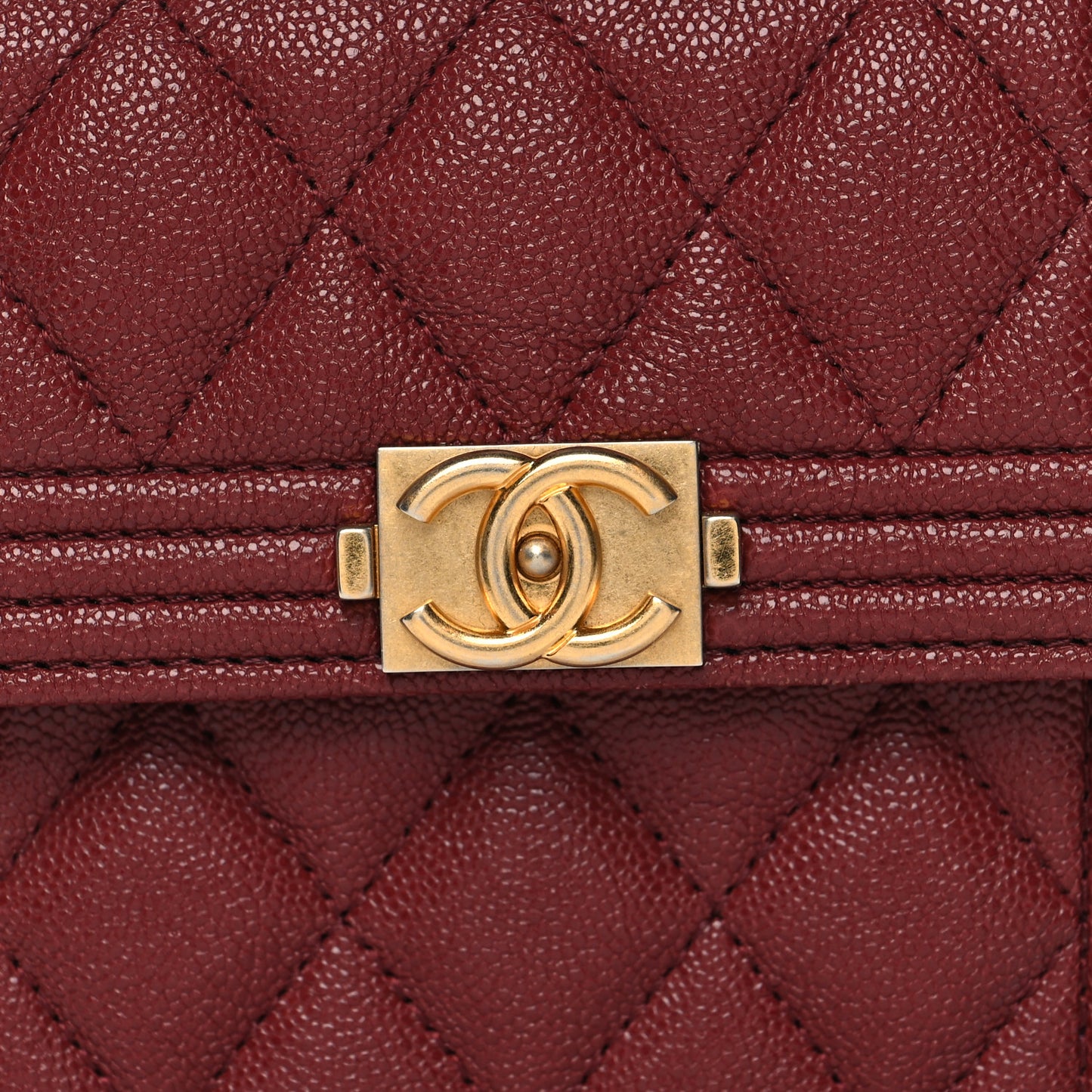 Caviar Quilted Compact Boy Wallet Burgundy