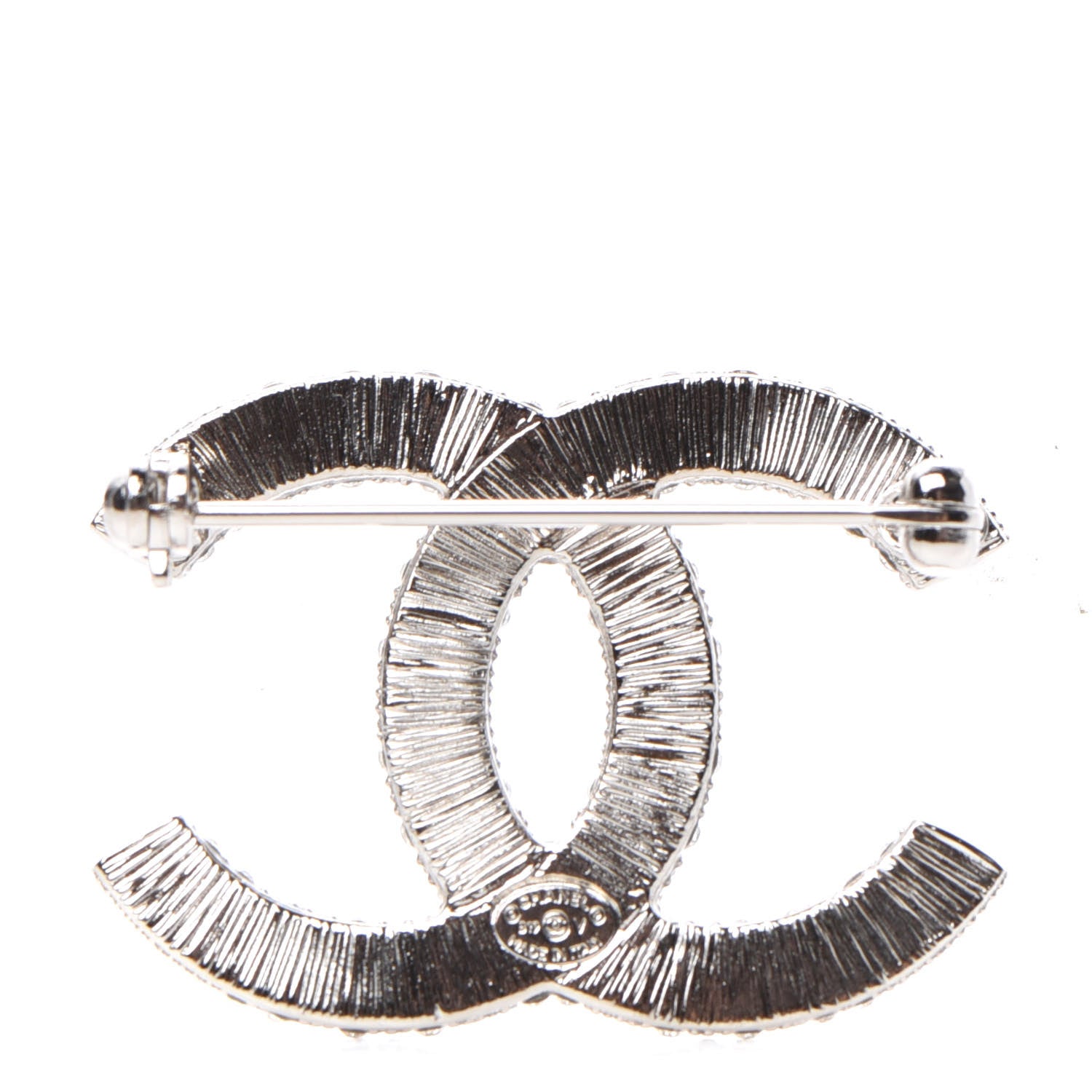 Chanel Crystal CC Brooch Silver 3 of 4