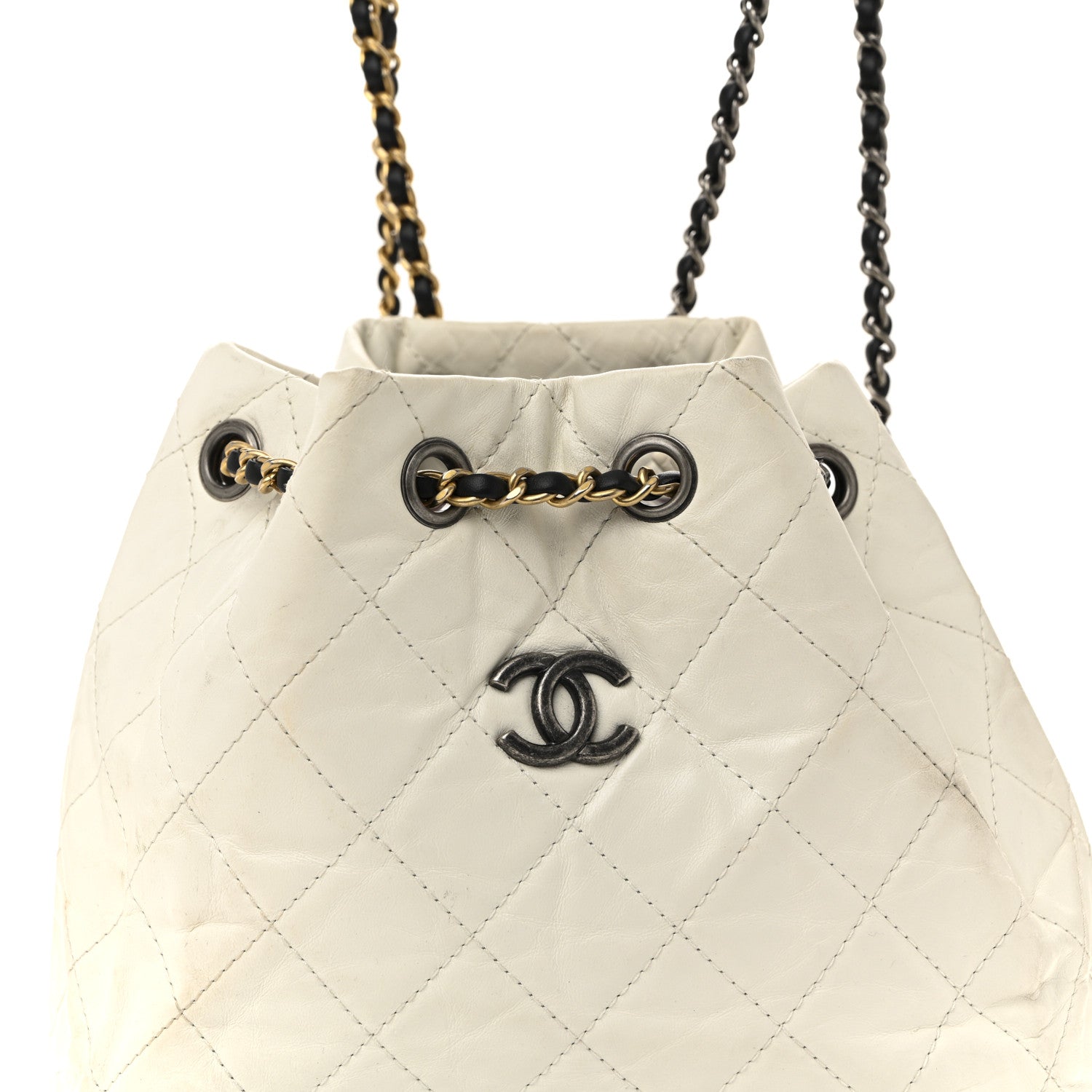 Chanel Aged Calfskin Quilted Small Gabrielle Backpack Black White 8 of 12