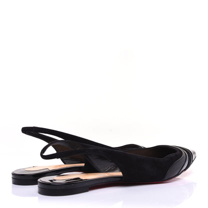 Christian Louboutin Nappa Patent Degradama Slingback Flats 39.5 Black 3 of 10