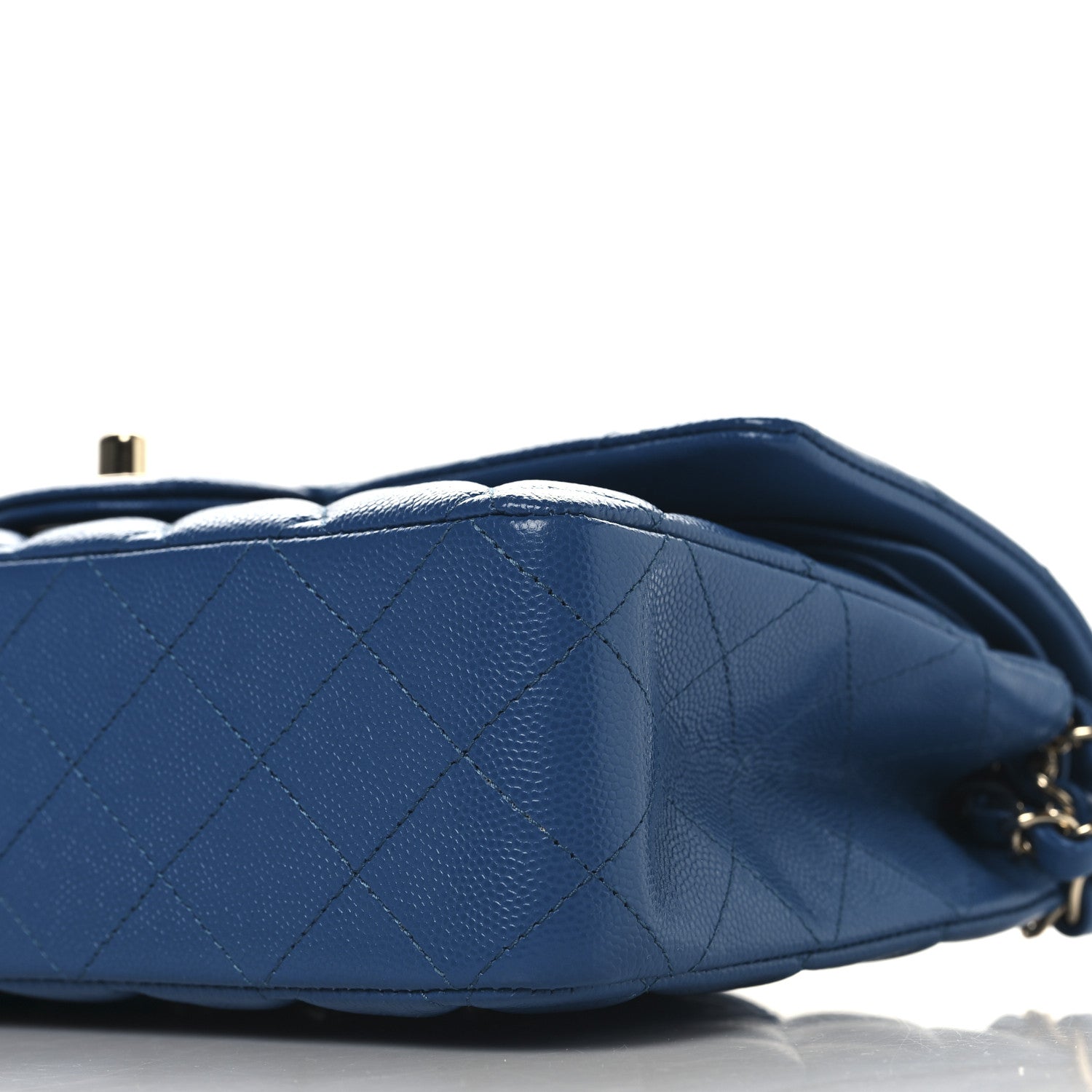 Chanel Caviar Quilted Medium Double Flap Blue 10 of 13