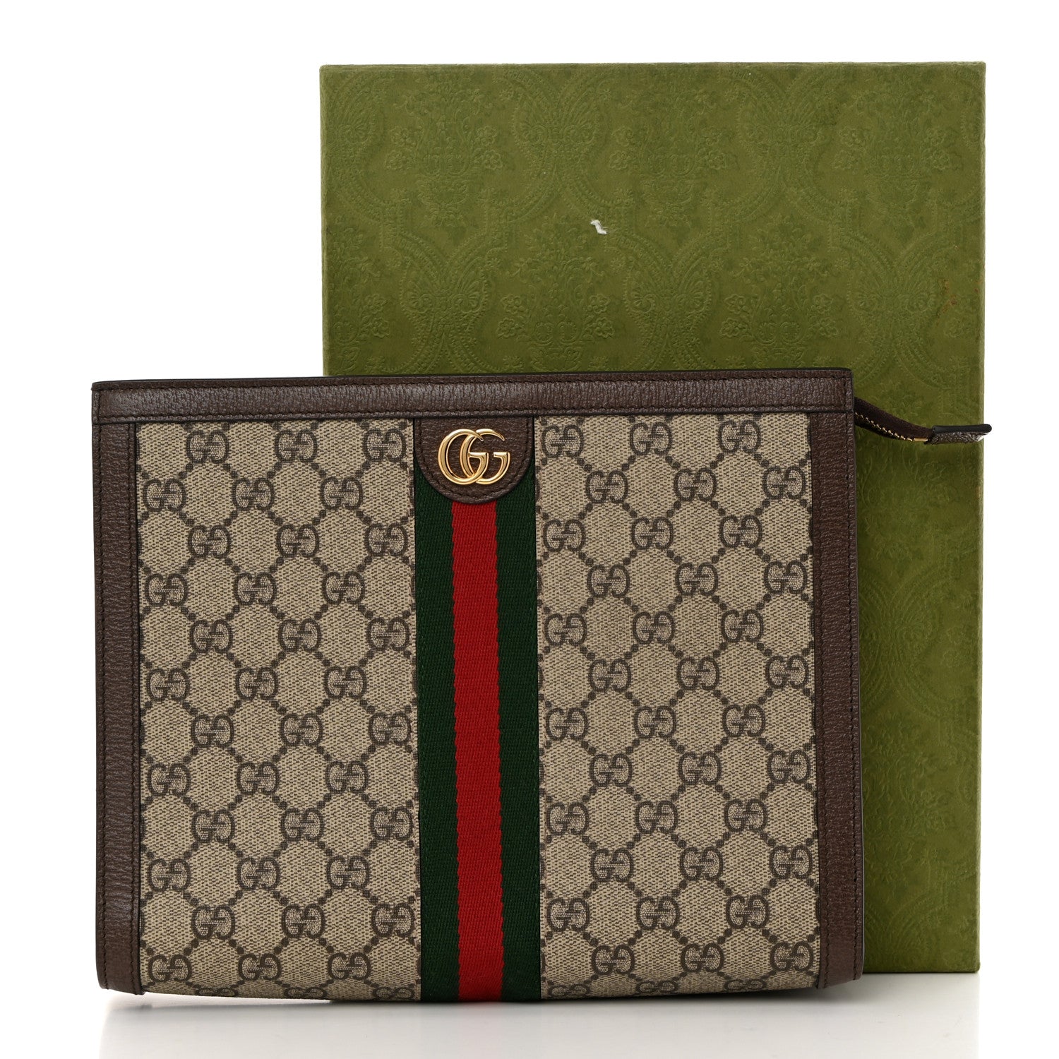 Gucci GG Supreme Monogram Web Ophidia Pouch Brown 9 of 9