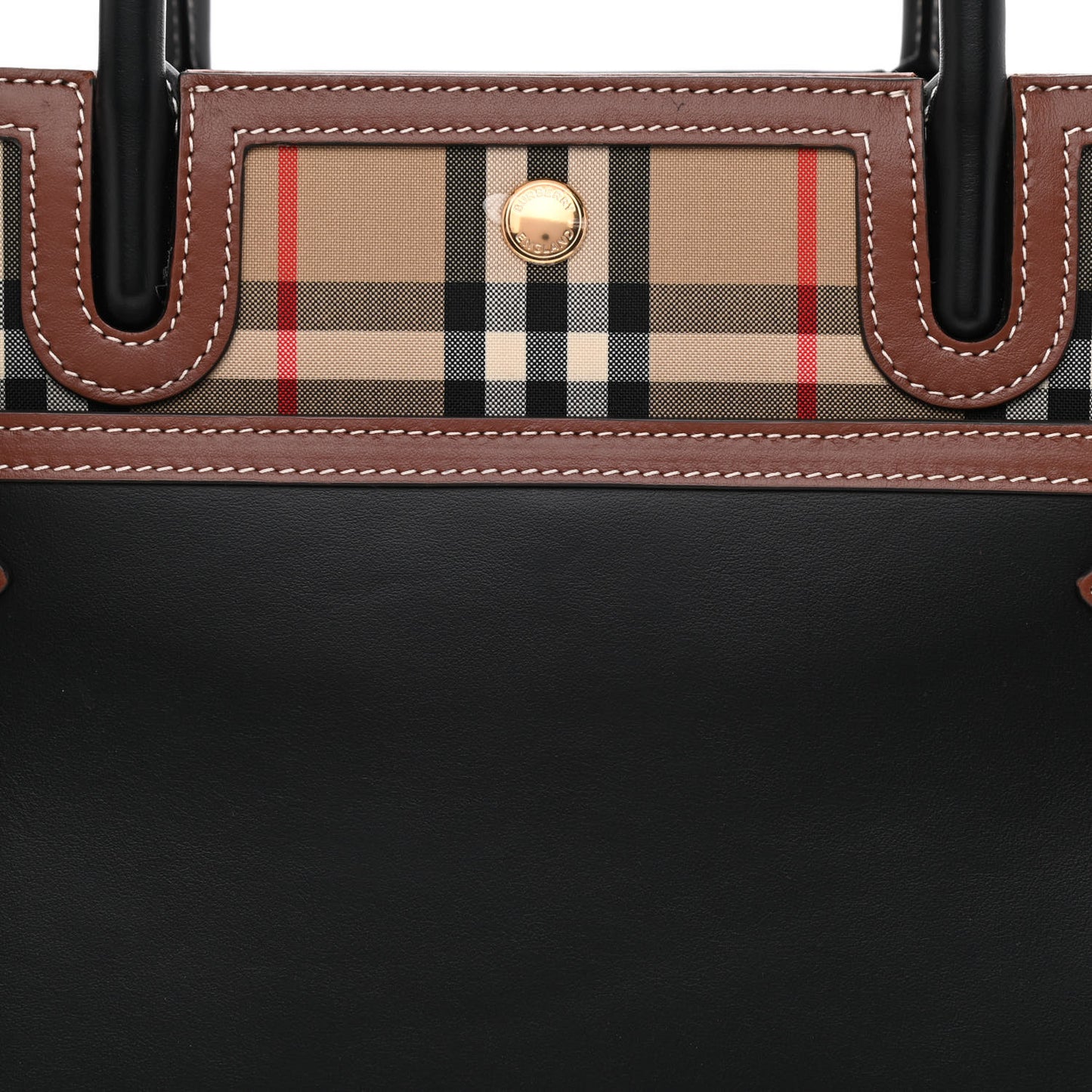 Calfskin Vintage Check Small Two Handle Title Bag Black