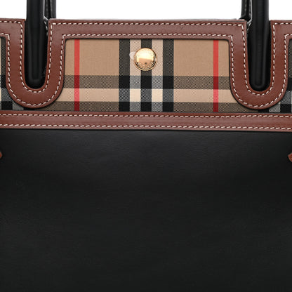 Burberry Calfskin Vintage Check Small Two Handle Title Bag Black 8 of 10