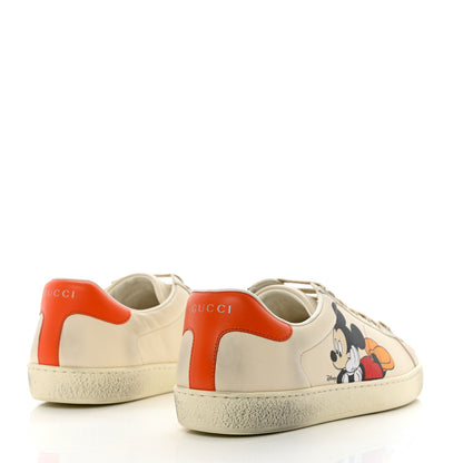 Gucci X DISNEY Miro Soft Calfskin Mickey Mouse Print Mens Ace Sneakers 8.5 Ivory Deep Orange 4 of 9