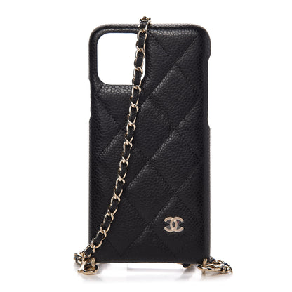 Chanel Caviar Quilted iPhone XI Pro Case With Chain Black 1 of 7
