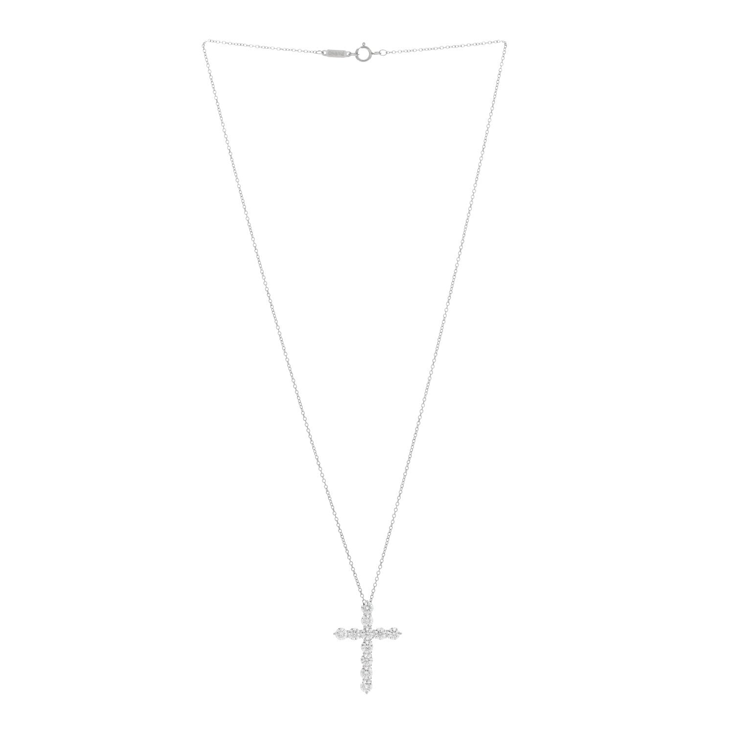 Tiffany Platinum Diamond Large Cross Pendant Necklace 2 of 5