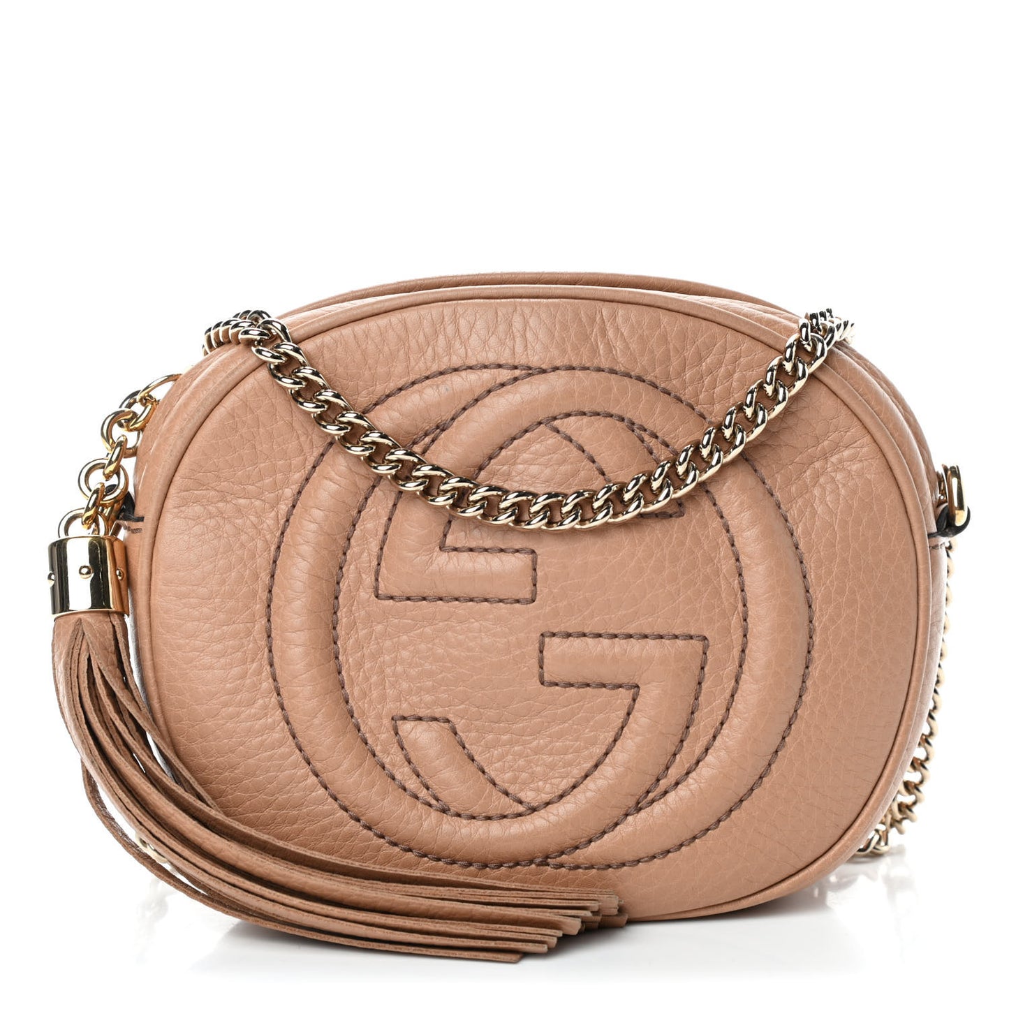 Pebbled Calfskin Mini Soho Chain Bag Camelia