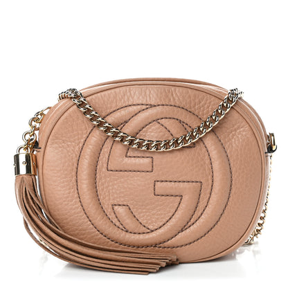 Gucci Pebbled Calfskin Mini Soho Chain Bag Camelia 1 of 4