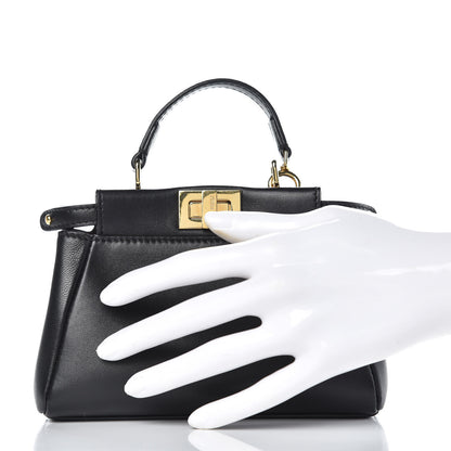 Fendi Nappa Micro Peekaboo Iconic Satchel Black 2 of 7