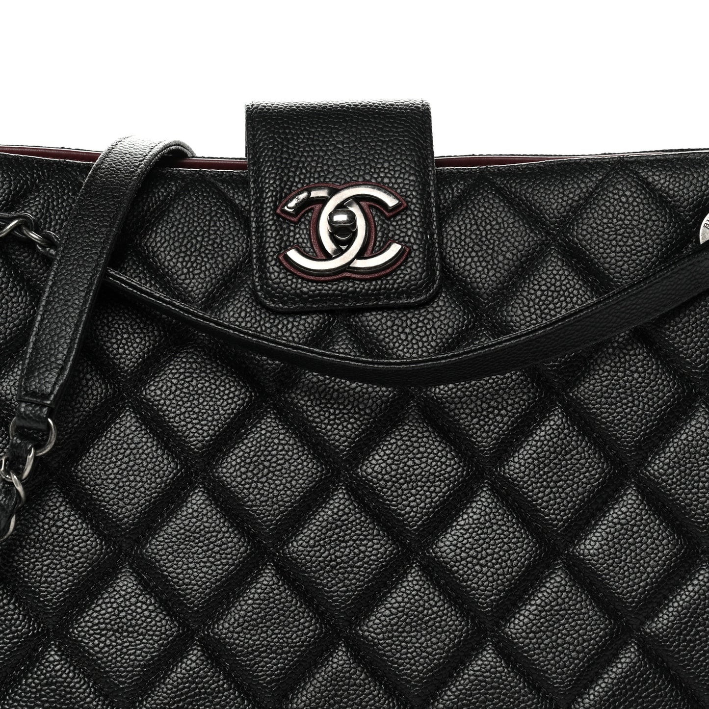 Caviar Quilted Large CC Accordion Shopping Bag Black