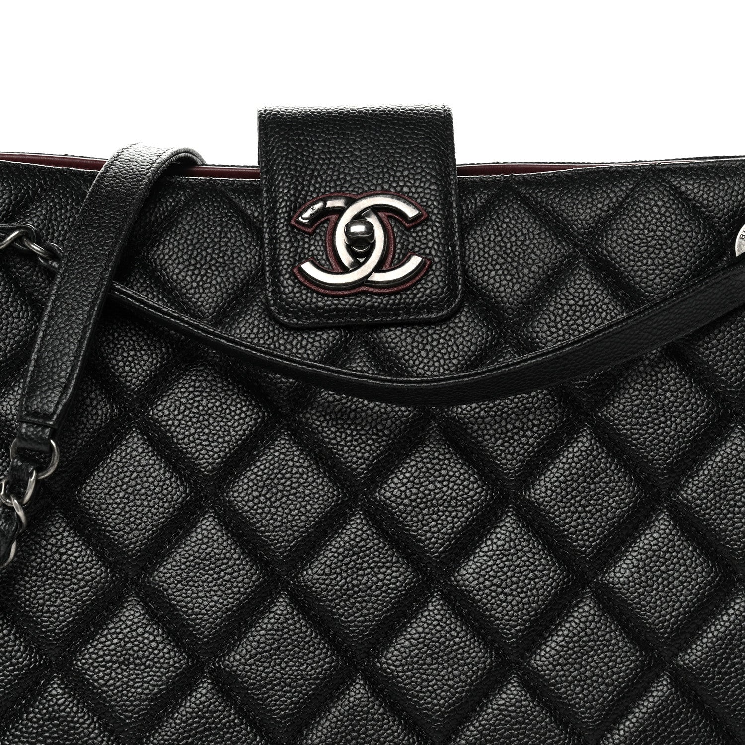 Chanel Caviar Quilted Large CC Accordion Shopping Bag Black 7 of 12