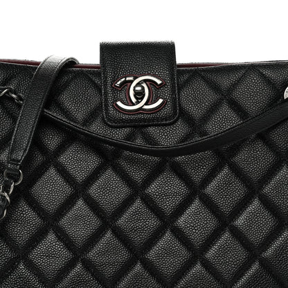 Chanel Caviar Quilted Large CC Accordion Shopping Bag Black 7 of 12