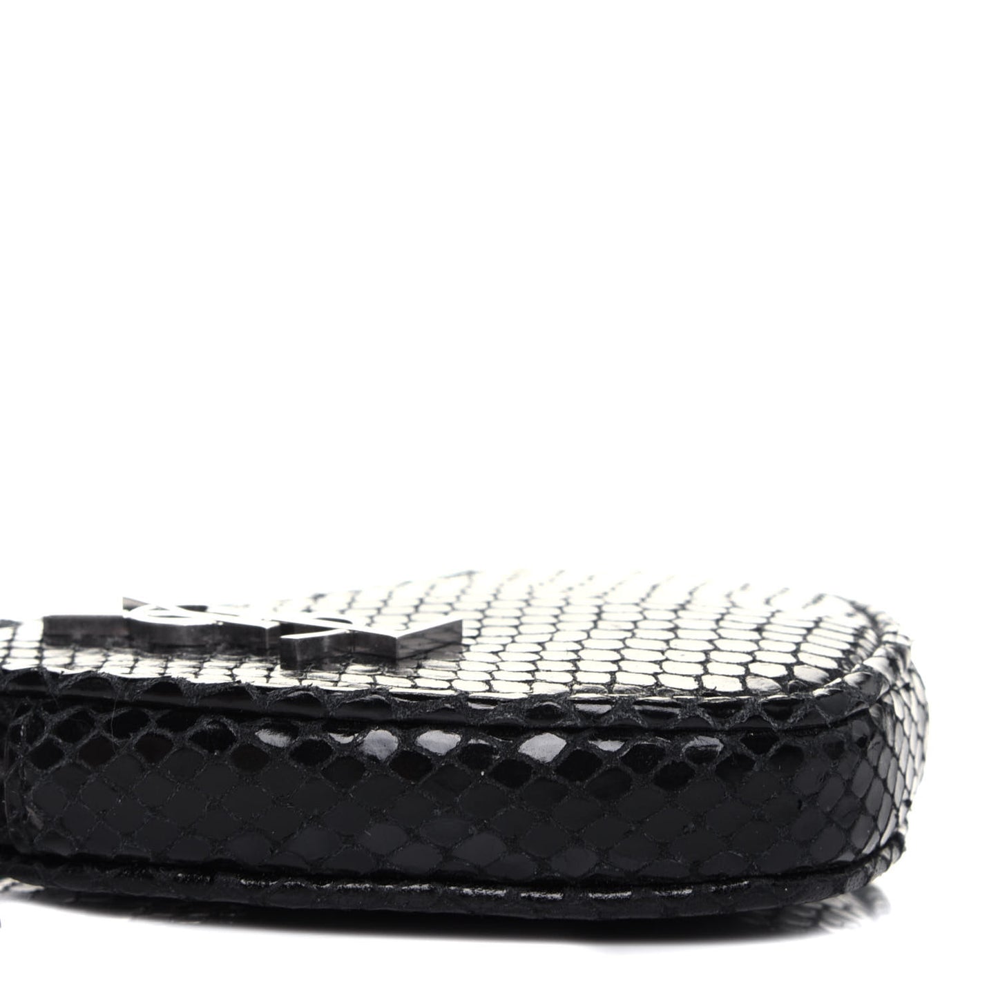 Calfskin Snakeskin Embossed Love Heart Belt Bag Black
