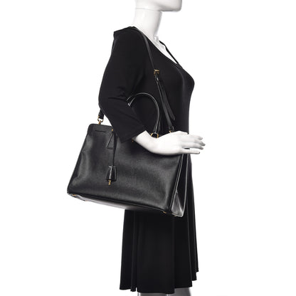 Prada Saffiano Lux Large Top Handle Open Tote Black 2 of 11