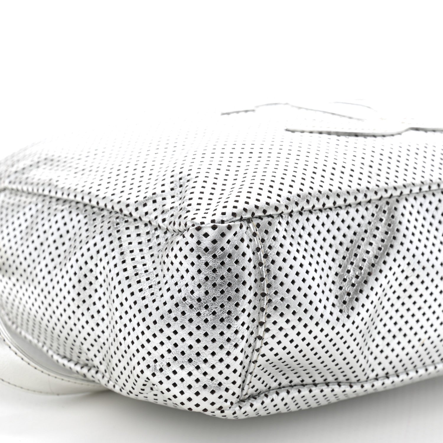 Chanel Metallic Glazed Calfskin Perforated Medium Rodeo Drive Tote Silver 9 of 11