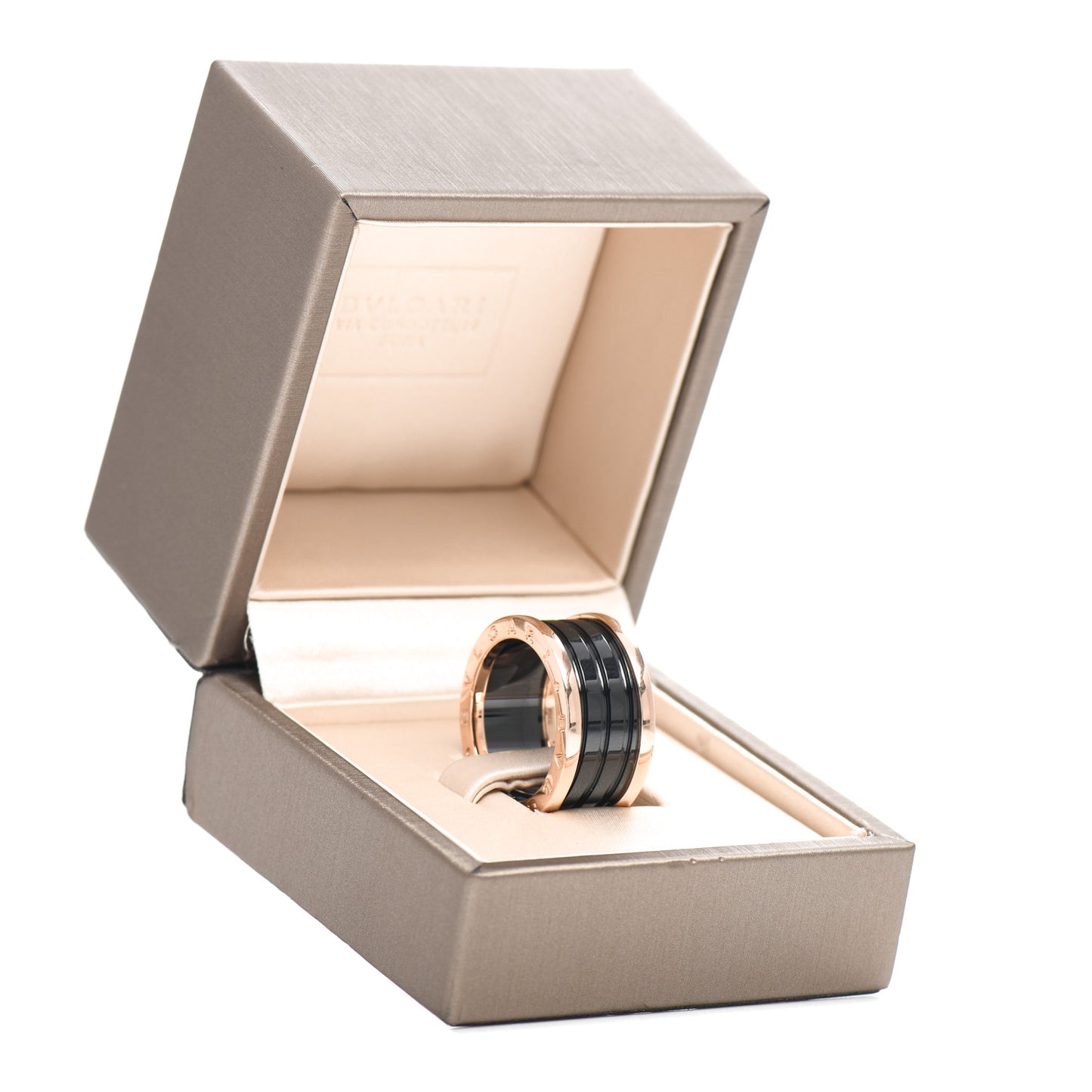 18K Rose Gold Black Ceramic B.Zero1 Four-Band Ring 59 8.75