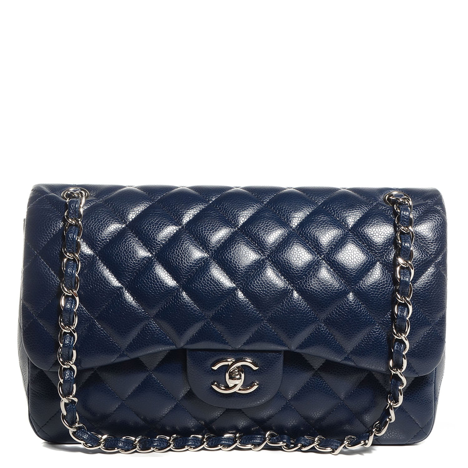 Chanel Caviar Quilted Jumbo Double Flap Navy Blue 1 of 9