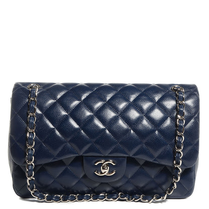 Chanel Caviar Quilted Jumbo Double Flap Navy Blue 1 of 9