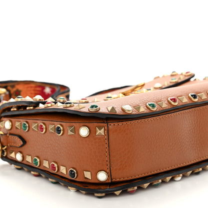 Valentino Garavani Calfskin Enchanted Wonderland Medium Guitar Strap Rockstud Rolling Flap Saddle Bag Light Cuir 8 of 10