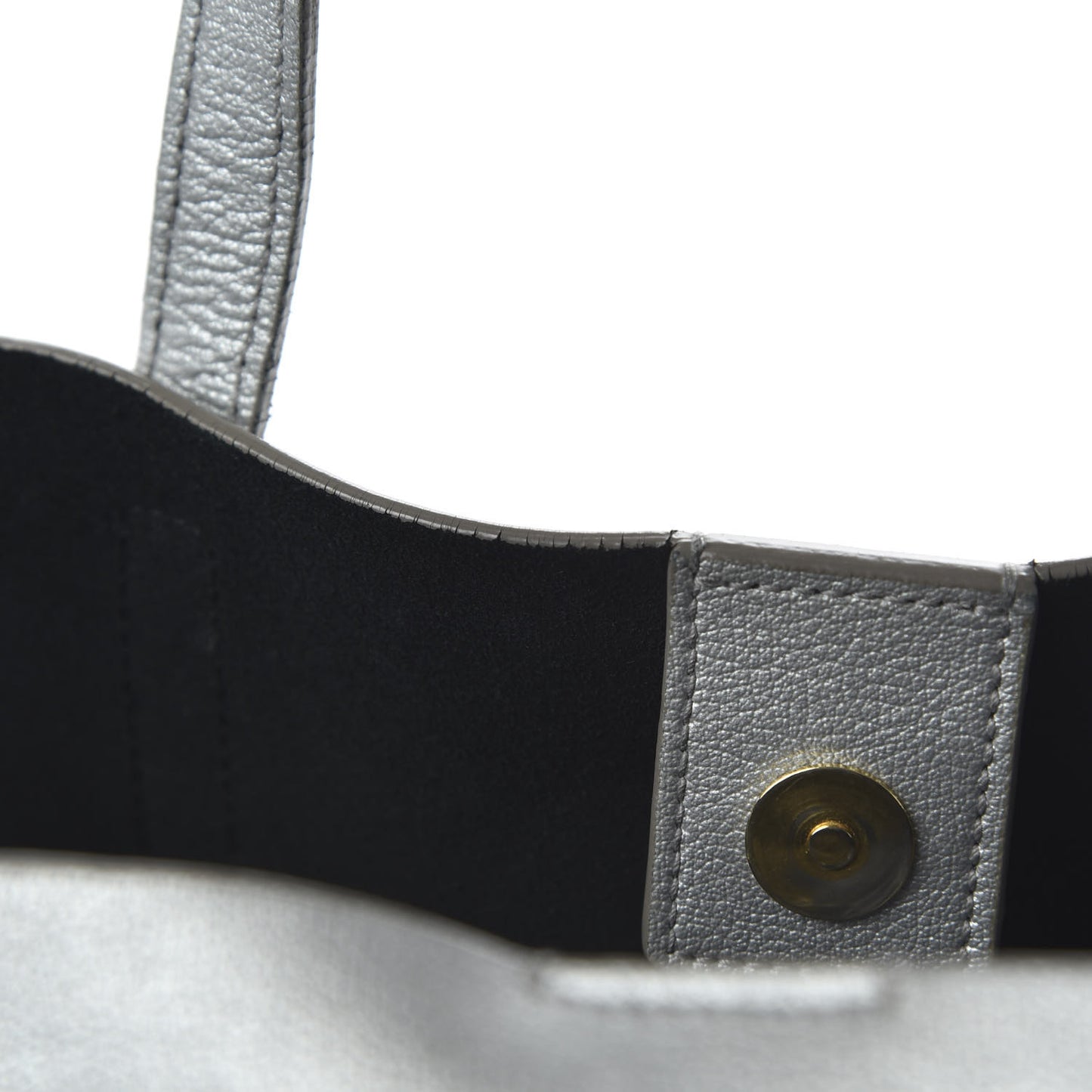 Metallic Calfskin Large Shopping Tote Silver