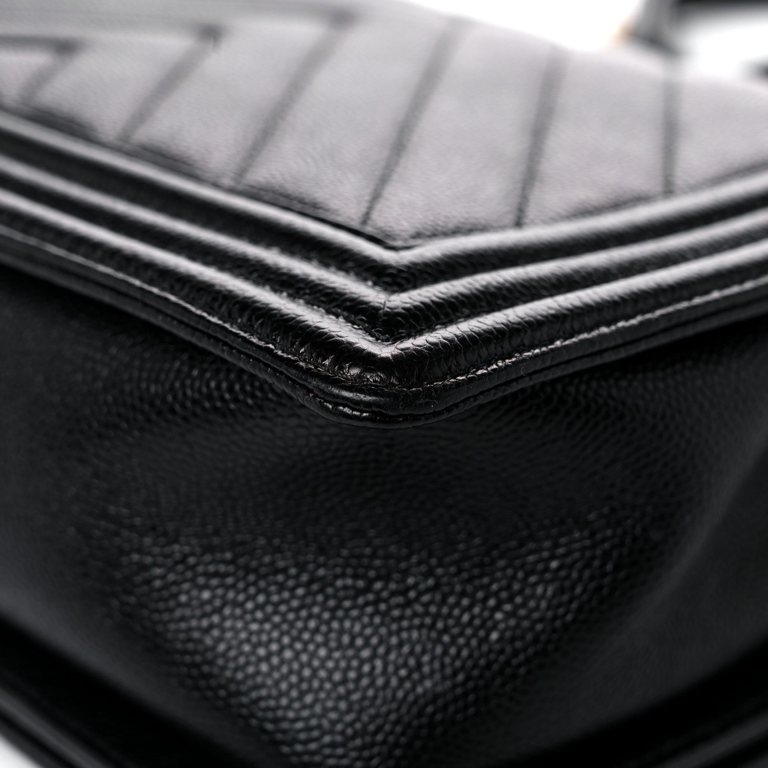 Chanel Caviar Chevron Quilted Medium Boy Flap Black 11 of 17