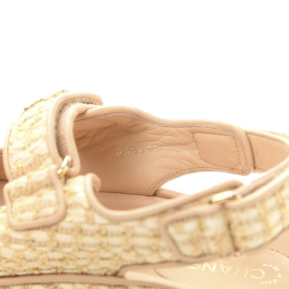 Chanel Braided Fabric Velcro Dad Sandals 36.5 Beige 8 of 10
