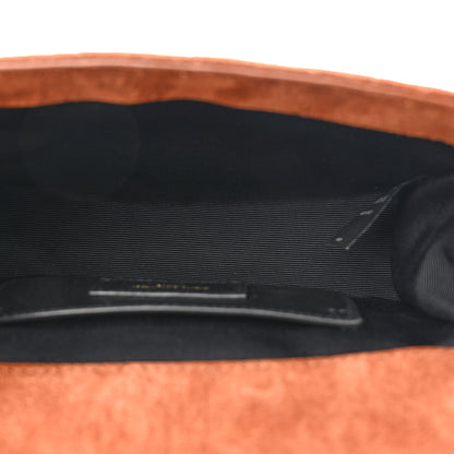 Saint Laurent Nubuck Shearling Mixed Matelasse Triquilt Small Monogram Satchel Ivory Natural Tan 5 of 11