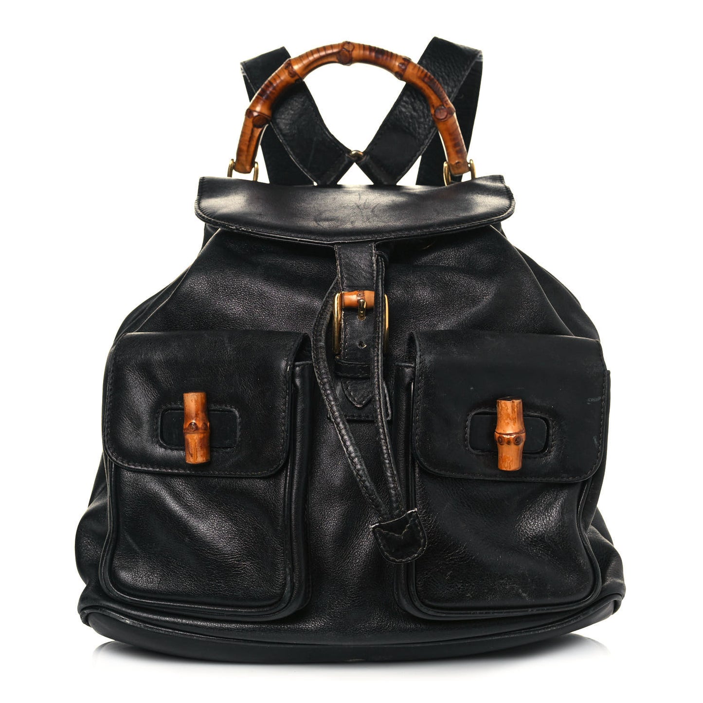 Calfskin Bamboo Backpack Black