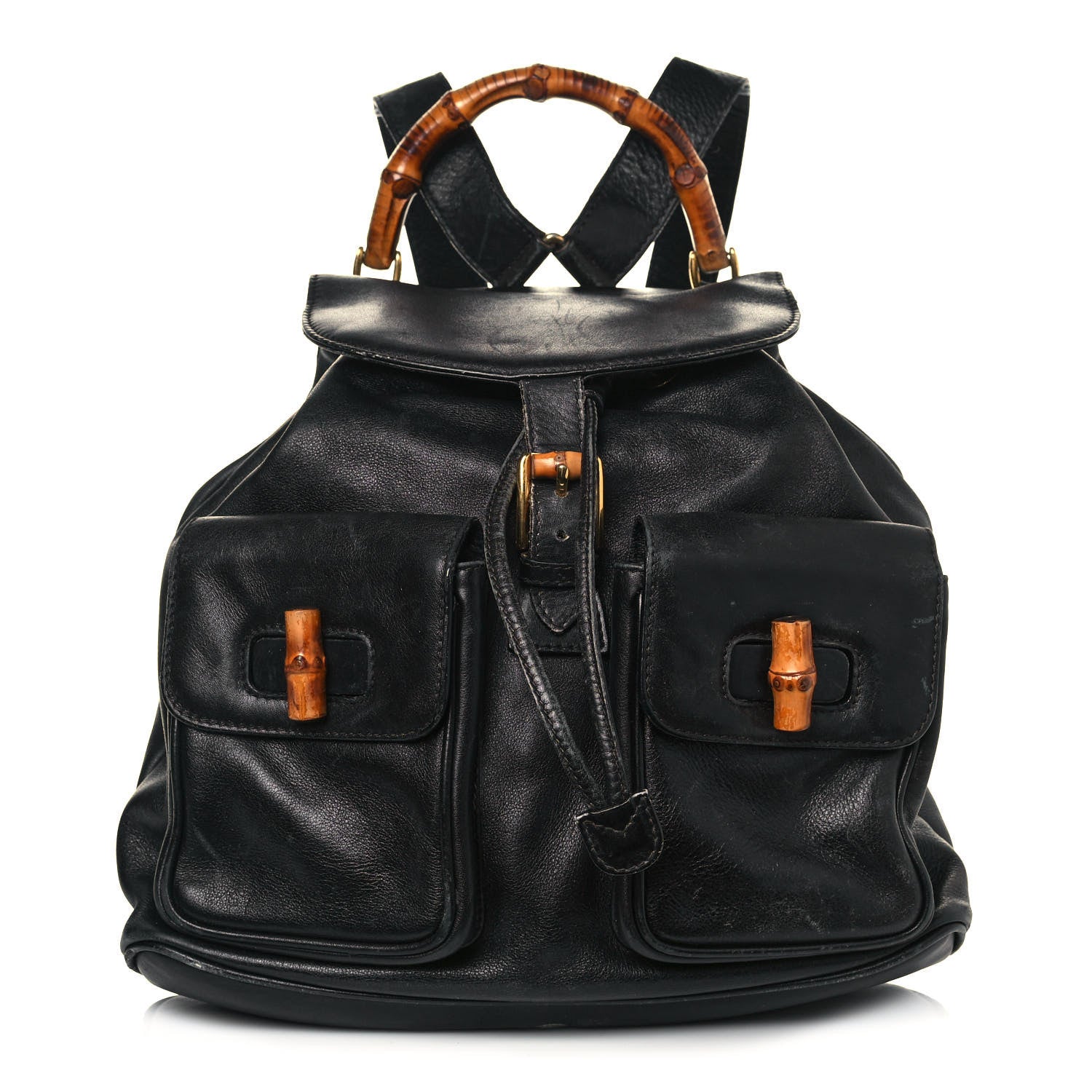 Gucci Calfskin Bamboo Backpack Black 1 of 28