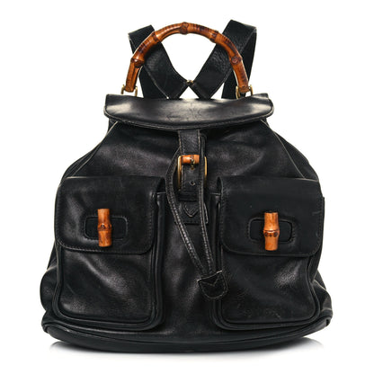 Gucci Calfskin Bamboo Backpack Black 1 of 28