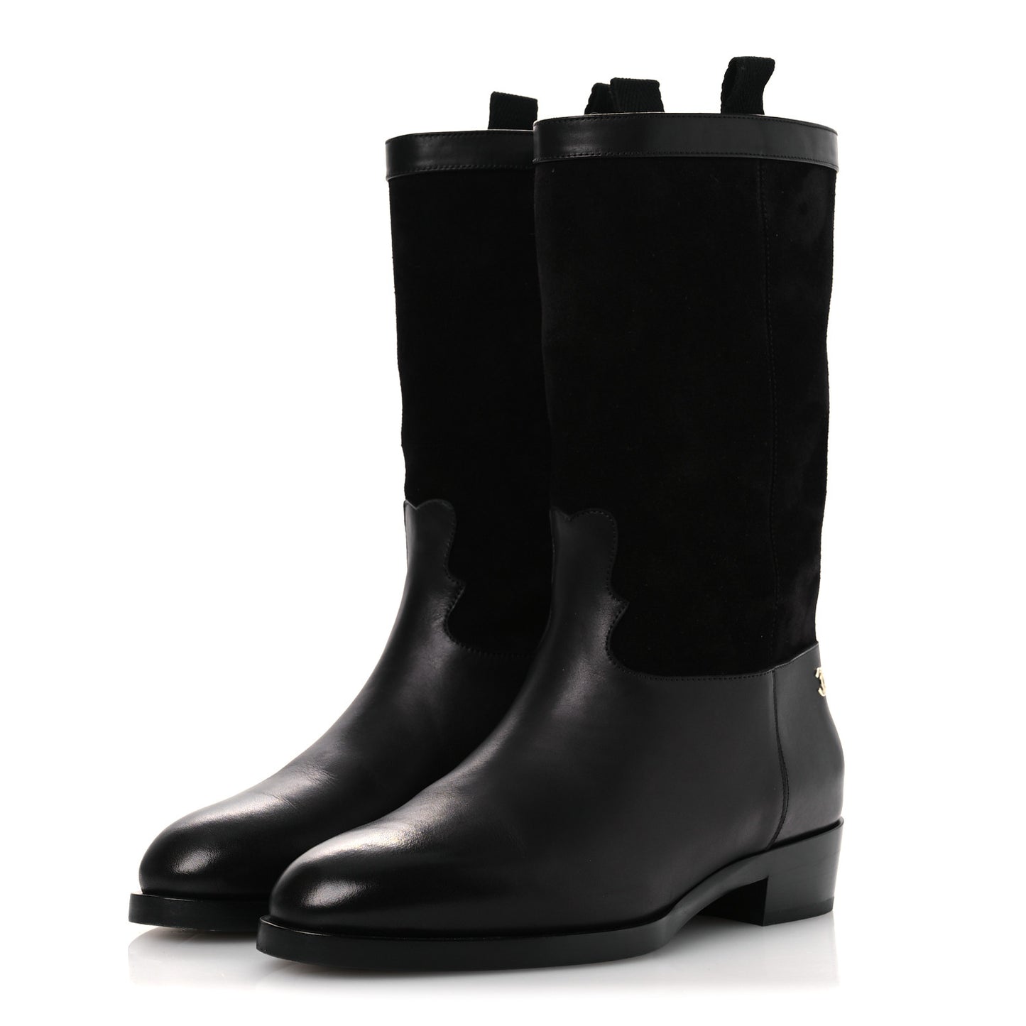 Suede Calfskin CC Short Boots 37 Black