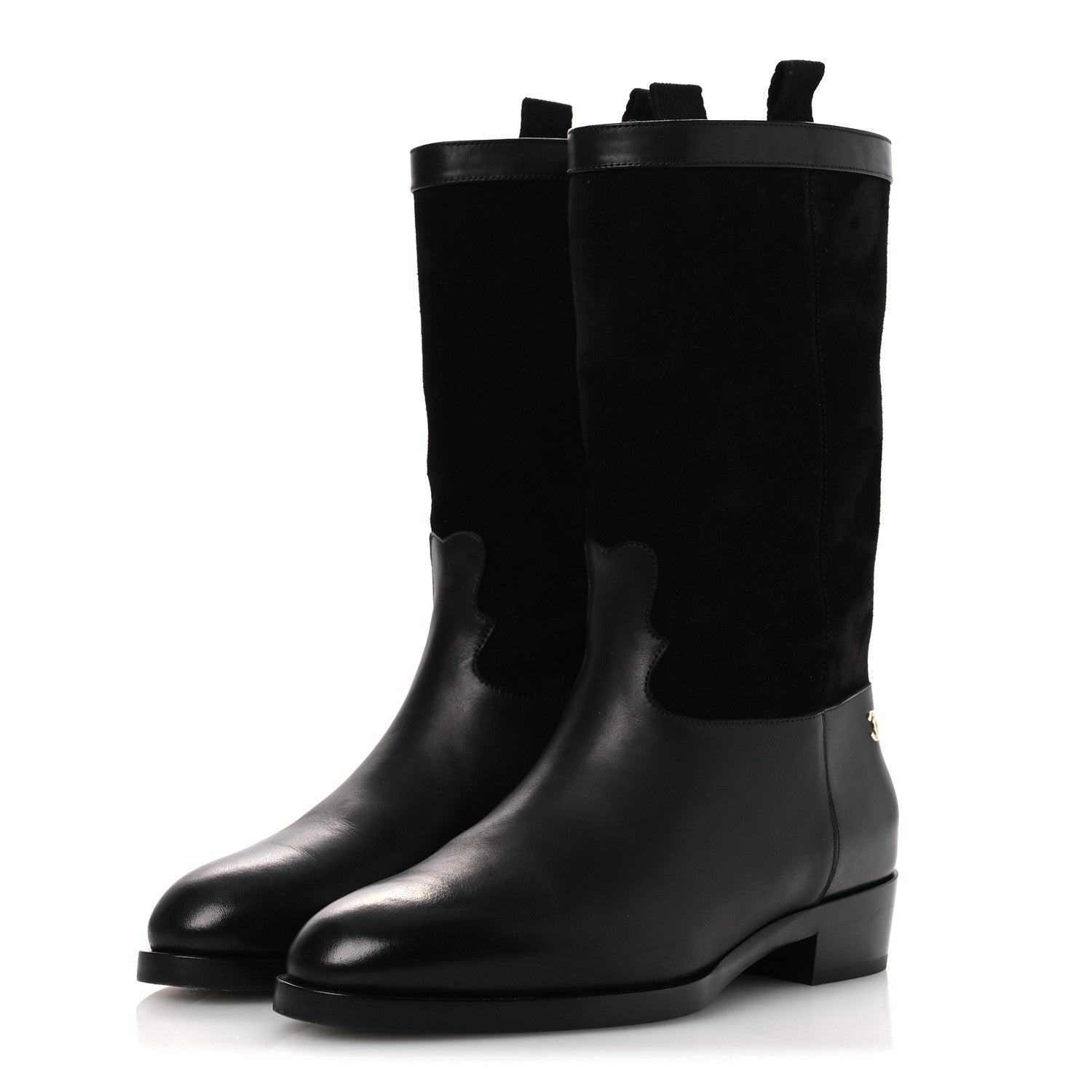 Chanel Suede Calfskin CC Short Boots 37 Black 4 of 11