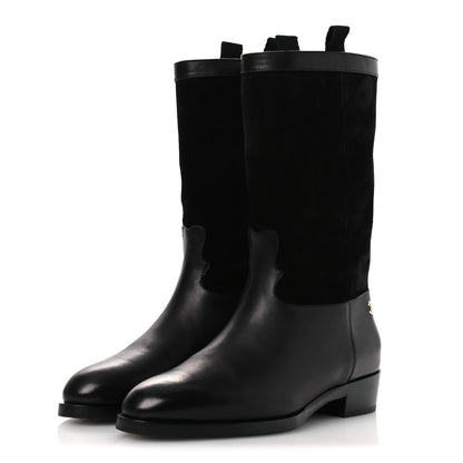 Chanel Suede Calfskin CC Short Boots 37 Black 4 of 11
