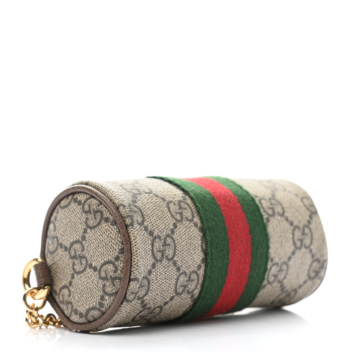 Gucci GG Supreme Monogram Web Ophidia Barrel Coin Purse Beige New Acero 3 of 7