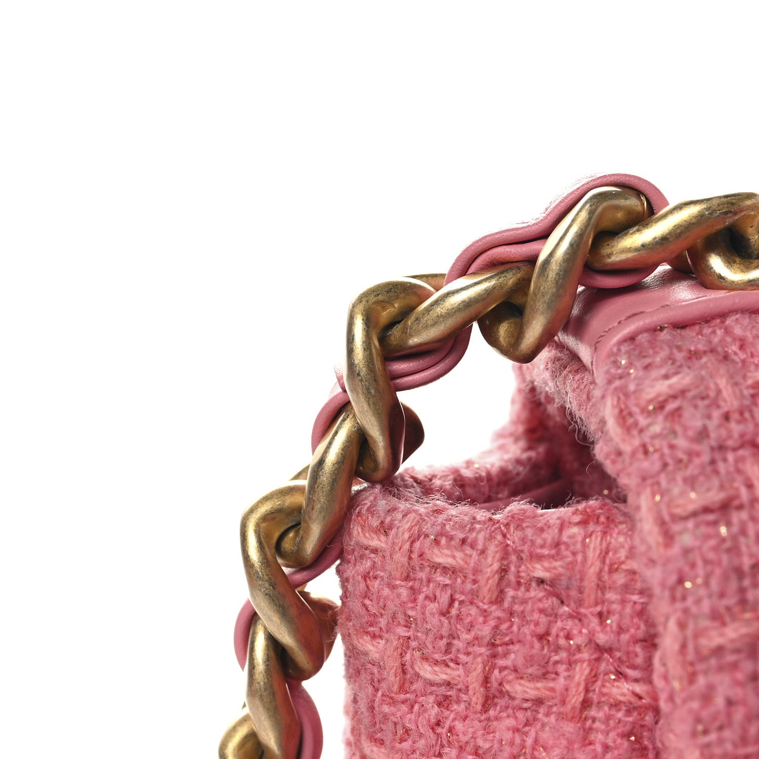 Chanel Metallic Tweed Quilted Large Chanel 19 Flap Pink 11 of 11