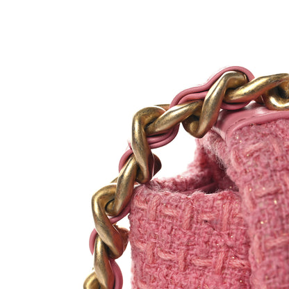 Chanel Metallic Tweed Quilted Large Chanel 19 Flap Pink 11 of 11